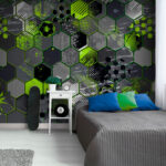 Fotobehang Geometrische patronen met levendige accenten.