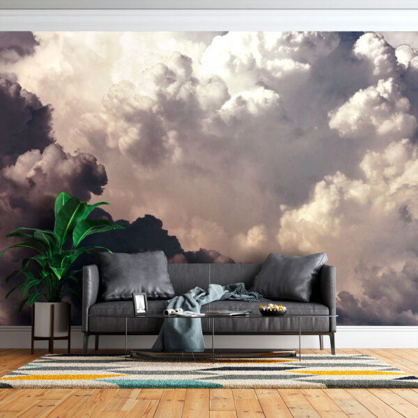 Dramatische wolken pakken zich samen in de lucht Fotobehang Dramatische wolken pakken zich samen in de lucht