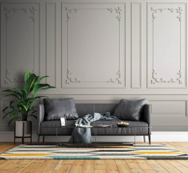 Witte muur met lijstwerk Fotobehang Witte muur met lijstwerk