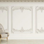 Fotobehang Witte deur met een wit frame