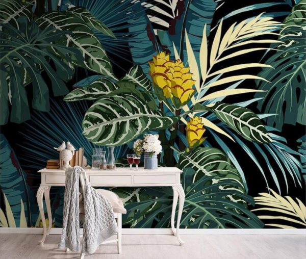 Patroon van tropische planten Fotobehang Patroon van tropische planten