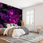 Fotobehang Groep paarse bloemen