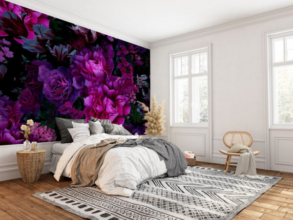 Groep paarse bloemen Fotobehang Groep paarse bloemen