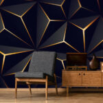 Fotobehang Abstract geometrisch ontwerp in zwart en amber.