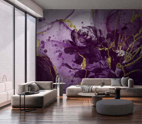Elegant paars bloemenabstract ontwerp Fotobehang Elegant paars bloemenabstract ontwerp