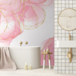 Fotobehang Vloeiende roze swirls met glinsterende accenten