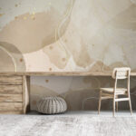 Fotobehang Abstract beige en geel aquarelontwerp