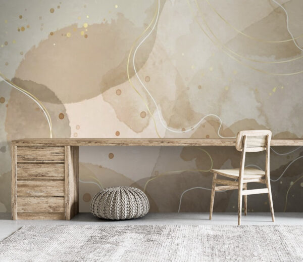 Abstract beige en geel aquarelontwerp Fotobehang Abstract beige en geel aquarelontwerp