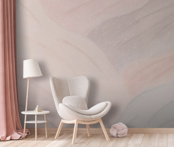 Witte stippen op een roze achtergrond Fotobehang Witte stippen op een roze achtergrond