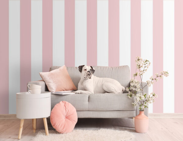 Roze en wit gestreept patroon Fotobehang Roze en wit gestreept patroon