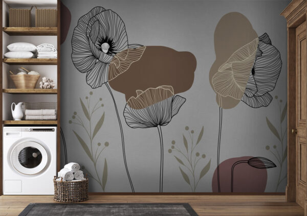 Tekenen van bloemen en planten Fotobehang Tekenen van bloemen en planten