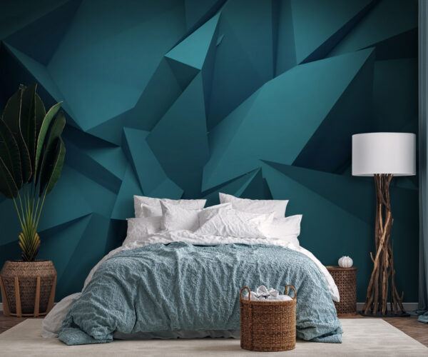 Abstract blauw geometrisch vormenpatroon Fotobehang Abstract blauw geometrisch vormenpatroon