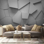 Fotobehang Witte muur met veel onregelmatige vormen