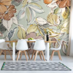 Fotobehang Vintage bloemenpatroon met pasteltinten