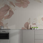Fotobehang Delicaat lijnmotief met bloemen