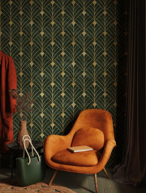 Elegant geometrisch bladmotief Fotobehang Elegant geometrisch bladmotief