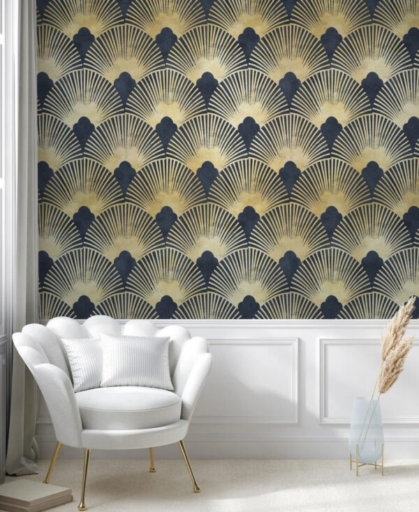 Art Deco waaiermotief Fotobehang Art Deco waaiermotief