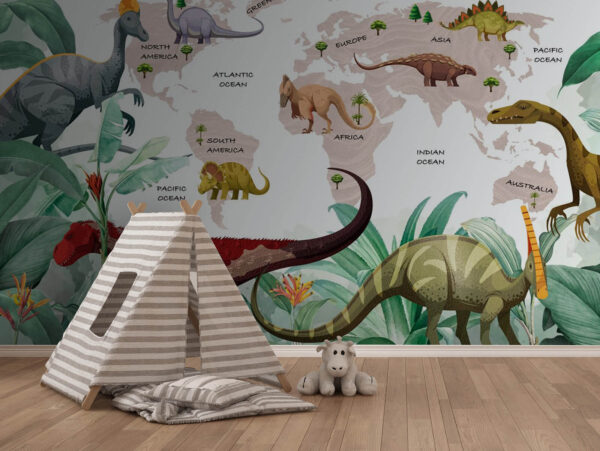 Cartoon van een dinosaurus Fotobehang Cartoon van een dinosaurus