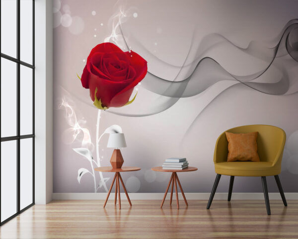 Rode roos met rook Fotobehang Rode roos met rook