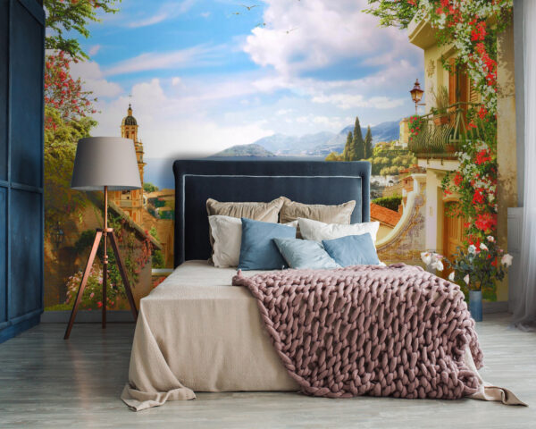 Pot met roze bloemen Fotobehang Pot met roze bloemen