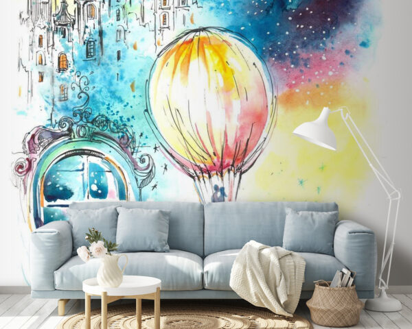 Luchtballon in de lucht Fotobehang Luchtballon in de lucht