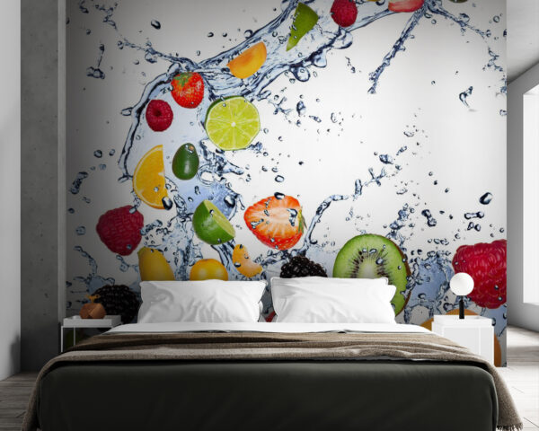 Fruit spat in het water Fotobehang Fruit spat in het water