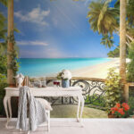 Fotobehang Potplant met roze bloemen