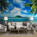 Fotobehang Tropisch paradijs met palmbomen
