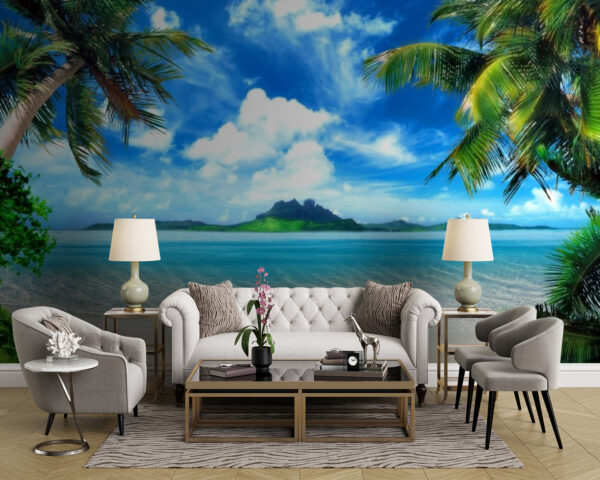Tropisch paradijs met palmbomen Fotobehang Tropisch paradijs met palmbomen