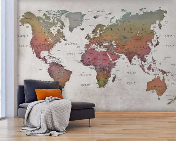 Kaart van Australië met zwarte tekst Fotobehang Kaart van Australië met zwarte tekst