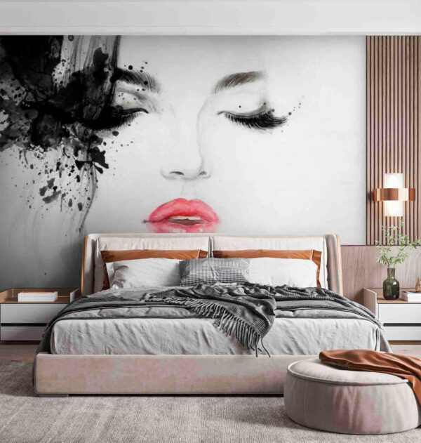 Artistiek portret met dikke lippen Fotobehang Artistiek portret met dikke lippen