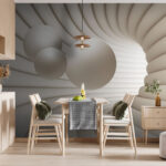 Fotobehang Wervelende bollen in een abstracte ruimte