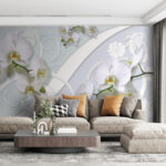 Fotobehang Delicate orchideeën in zachte tinten