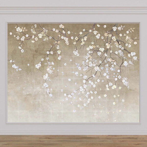 Delicate bloesems aan elegante takken Fotobehang Delicate bloesems aan elegante takken