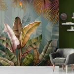 Fotobehang Tropische jungle met levendige bladeren