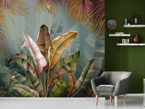 Tropische jungle met levendige bladeren Fotobehang Tropische jungle met levendige bladeren
