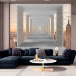 Fotobehang Hoog gebouw met veel ramen