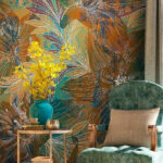 Fotobehang Florale elegantie in aardse tinten