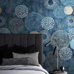 Fotobehang Blauw en wit cirkelontwerp