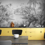 Fotobehang Zebra's drinken water