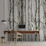 Fotobehang Bosbehangpatroon met bomen.