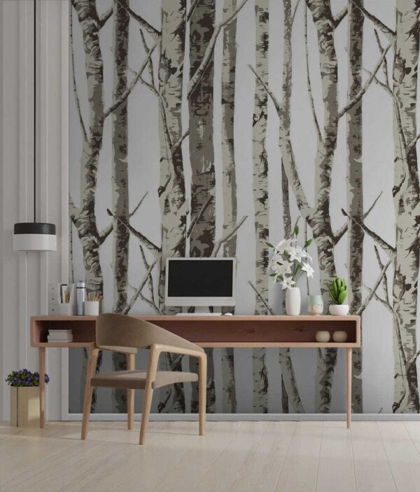 Bosbehangpatroon met bomen Fotobehang Bosbehangpatroon met bomen