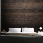Fotobehang Donkere houten plank textuur achtergrond