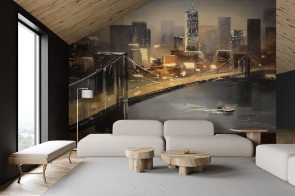 Brug over een stad Fotobehang Brug over een stad
