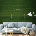 Fotobehang Voetbalveld met een witte cirkel