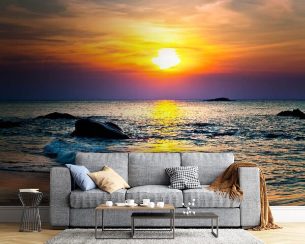 Fotobehang Zonsondergang boven een strand (Artikelnummer: u57778) Fotobehang Fotobehang Zonsondergang boven een strand (Artikelnummer: u57778)
