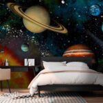 Fotobehang Planeet met ringen eromheen