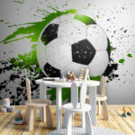 Fotobehang Voetbal met artistieke spetters.