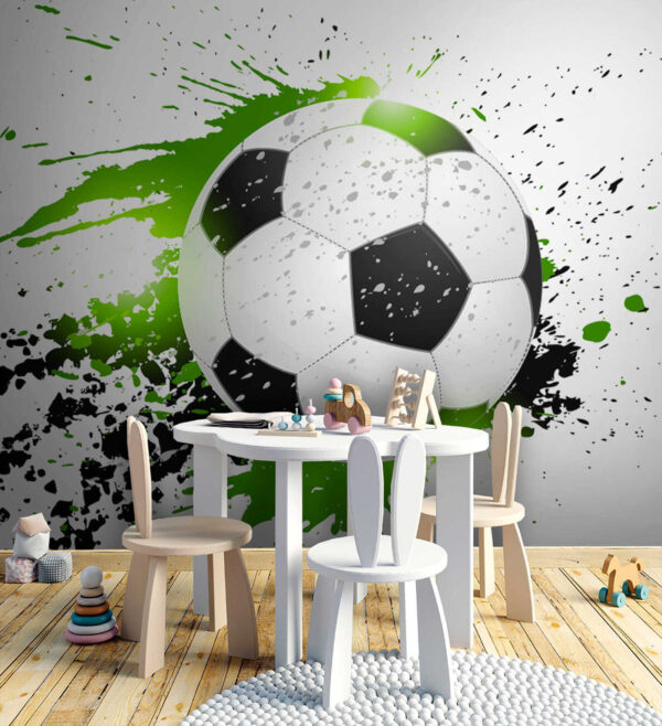 Voetbal met artistieke spetters Fotobehang Voetbal met artistieke spetters