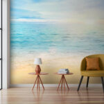 Fotobehang Vredig strand bij ochtendlicht